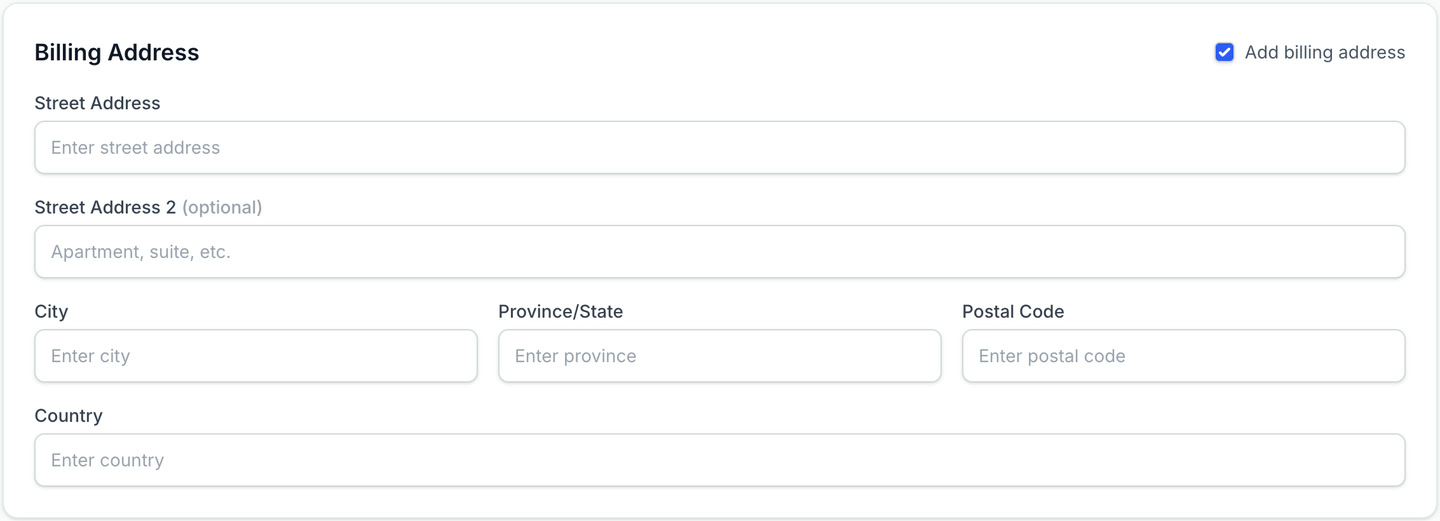 client add billing address