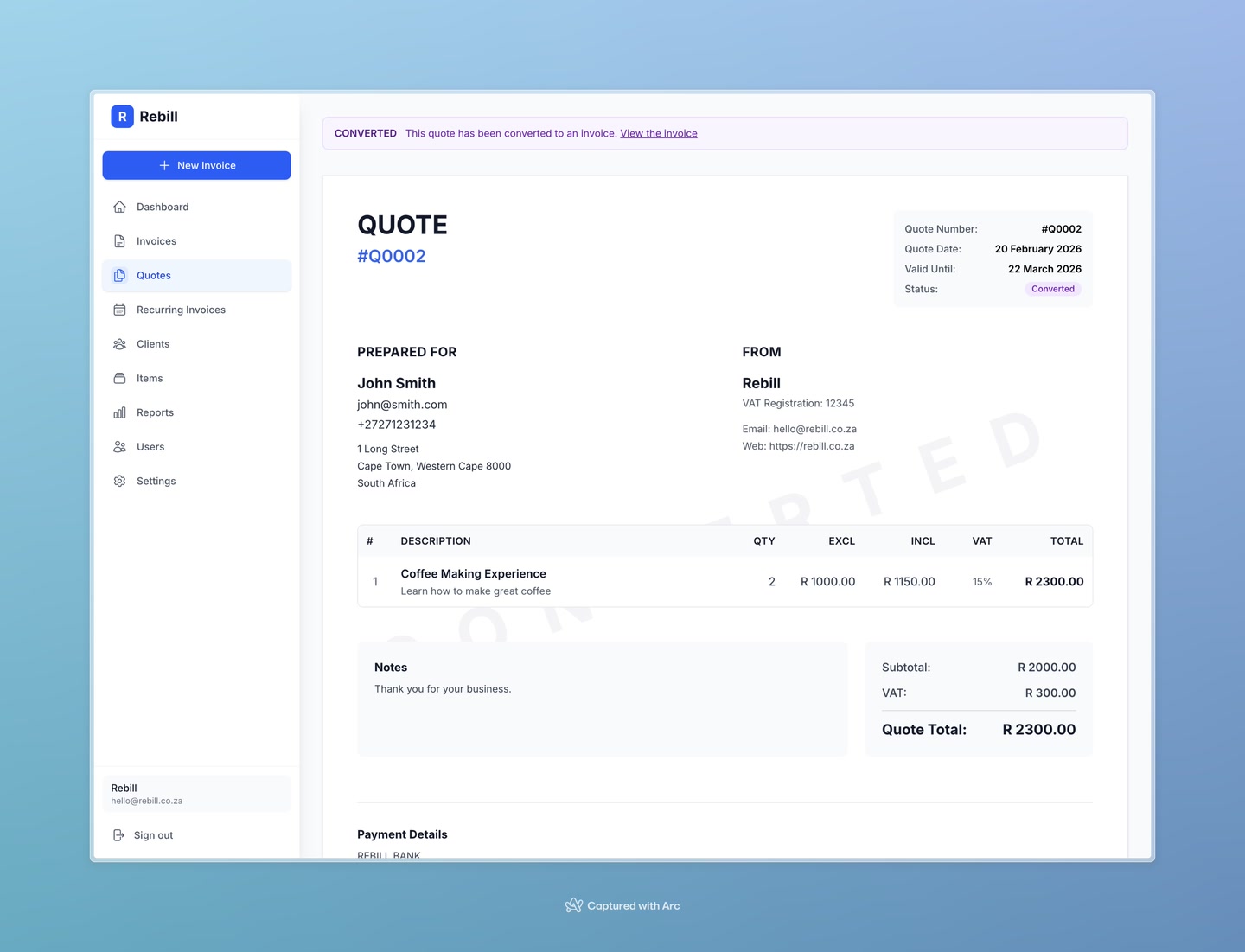 quote converted banner