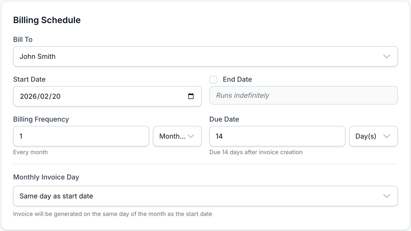 recurring form client